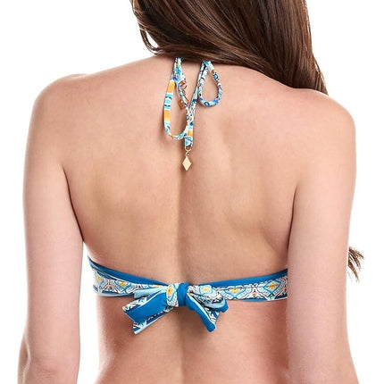 La Blanca Womens Banded Halter Bikini Swimsuit Top, Ice Blue//Scarf City, 12