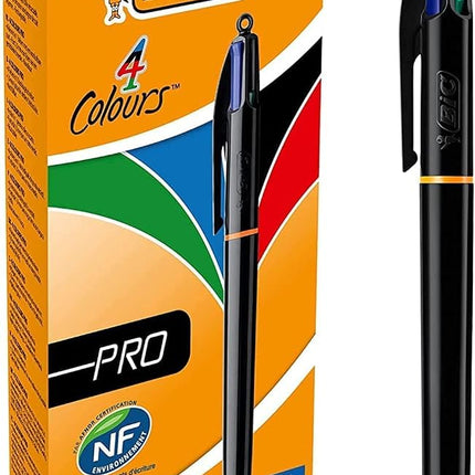 BIC 4 Colours Pro Multicoloured Pens, Retractable,