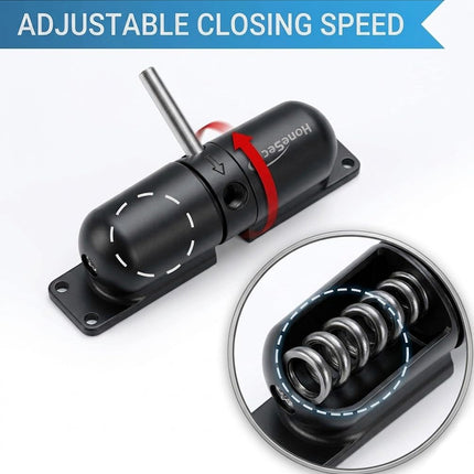 HoneSecur Safety Spring Door Closers, Adjustable Closing Door Hinge, Automatic Stopper Fire Rated, to Convert Hinged Doors to Self Closing Doors - Black