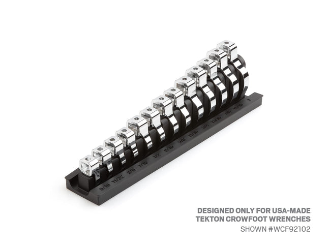 TEKTON 13-Tool 3/8 Inch Drive Crowfoot Wrench Organizer Rack, Black (5/16-1 in.) | ORG26113 | Made in USA