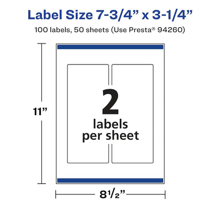 Etiquetas Rectangulares Brillantes Transparentes Avery con Sure Feed, 7.75" x 3.25", 100 Etiquetas Brillantes Transparentes, Impresión hasta el Borde, Etiquetas Imprimibles Láser/Inyección de Tinta