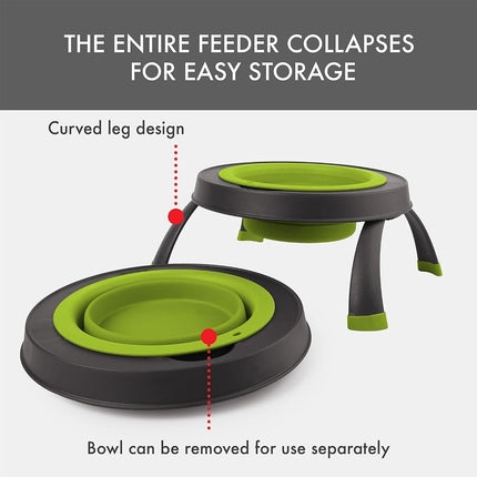 Dexas Popware for Pets Single Elevated Pet Feeder, Large, Gray/Green