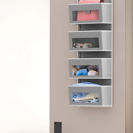 Organizador de pared/puerta Simple Houseware con 4 bolsillos de ventana transparente, gris