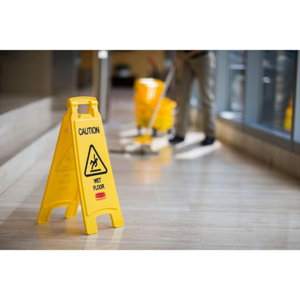 Rubbermaid Commercial 26 Inch"Caution Wet Floor" Sign, 2-Sided, Yellow (FG611277YEL) (6-Pack)