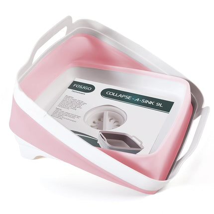 Flow.month Dish Basin Collapsible with Drain Plug Carry Handles for 9 L Capacity, Collapsible Sink Tub, Dish Wash Basin, Portable Dish Tub, Foldable Dishpan for Camping Dish Washing Tub and RV
