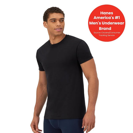 Hanes Ultimate Men's 4-Pack FreshIQ Crew T-Shirt, Black, Small, 4 Pack - Black, S