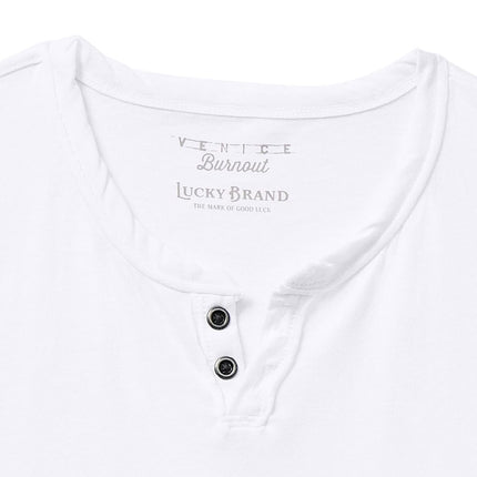 Lucky Brand Men's Venice Burnout Notch Neck Tee Shirt T, Bright White, XXL