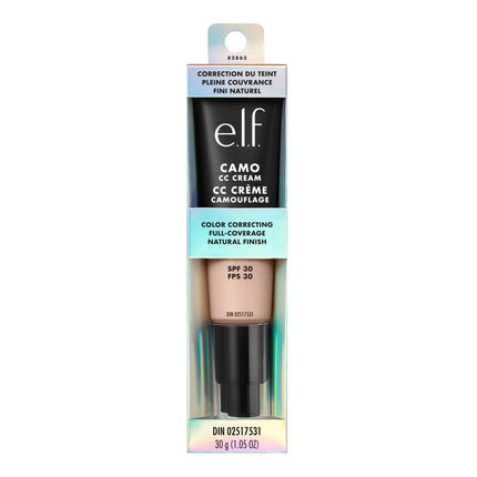 e.l.f. Camo CC Cream, Color Correcting Medium-To-Full Coverage Foundation, Improves Skin Texture & Tone, Vegan & Cruelty-Free, Fair 125 C