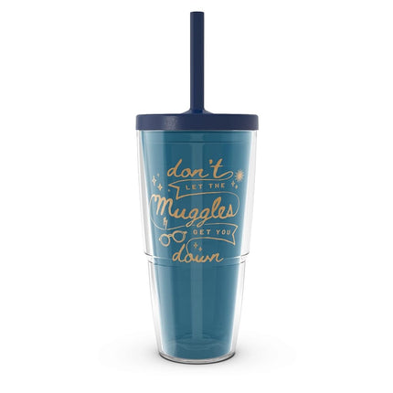 Tervis Harry Potter - No dejes que los muggles te depriman, vaso de viaje de doble pared aislado hecho en EE. UU., mantiene las bebidas frías y calientes, 710 ml con tapa de pajita, Clásico