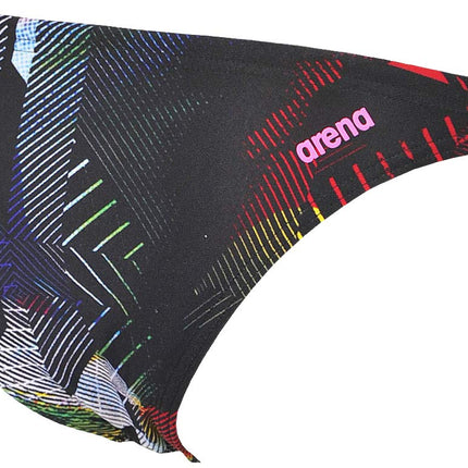 Arena Women's Rulebreaker Free Brief Bikini Bottoms Athletic Sport Swimsuit, Geometric Multi, Medium