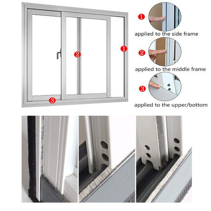 Zhilokdor Weather Stripping Brush for Sliding Windows/Doors Frame Side,Pile Self Adhesive Weatherstrip Seal Strip Sealer Draft Stoppers (65ft x11/32 Backing x 3/16 inch, Brown)