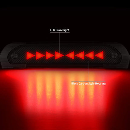 DNA MOTORING 3BL-DRM02-3D-T4-LED-BK Línea de punta de flecha con carcasa negra Tercera luz de freno LED 3D [Compatible con Dodge Ram 1500 02-08/Ram 2500 3500 03-09]