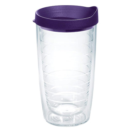Tervis Gobelet de voyage isolé à double paroi avec couvercle, transparent et coloré, fabriqué aux États-Unis, garde les boissons froides et chaudes, 473 ml, couvercle violet royal, ensemble de 2 pièces