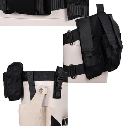 IOONCHI Leon S Cosplay Costume Belt Back Braces Set Kennedy Leg Holster Accessories Mens Halloween Outfits Props, Black, Large