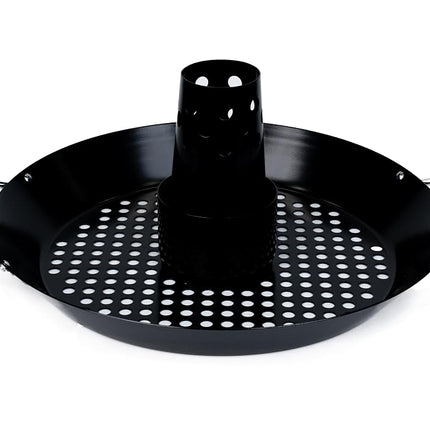 Kingsford Beer Can Chicken Holder & Grill Pan – 2-in-1 Non-Stick Carbon Steel Roasting Rack & 12" Perforated BBQ Pan for Crispy, Juicy Grilled Chicken