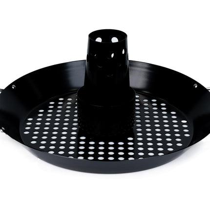 Kingsford Beer Can Chicken Holder & Grill Pan – 2-in-1 Non-Stick Carbon Steel Roasting Rack & 12" Perforated BBQ Pan for Crispy, Juicy Grilled Chicken