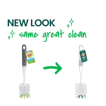 Scotch-Brite Glass and Water Bottle Brush, Long-Lasting, Safe on Glassware, Shaker Bottles, Food Processors, & More, Non-slip handle, Durable, Reusable, Clean in Top Rack of Your Dishwasher