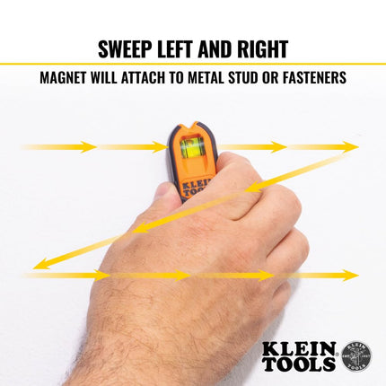 Klein Tools MSF1002 Magnetic Stud Finder and Level, Compact, Wood and Metal Detector with Bubble Vial for Accurate Markings, Felt Pad Backing, 2-Pack