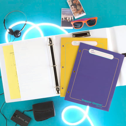 Trapper Keeper Binder, Retro Design, 1 Inch Binder Includes 2 Folders and Extra Pocket, Metal Rings and Spring Clip, Secure Storage, Colour Block, Mead School Supplies (260038FN-ECM)