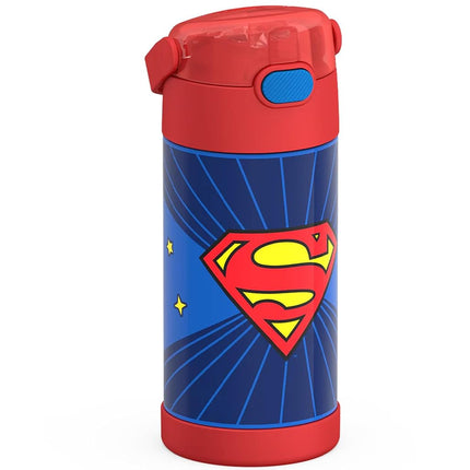 THERMOS FUNTAINER Water Bottle with Straw - 12 Ounce - Kids Stainless Steel Vacuum Insulated Water Bottle with Lid, Superman