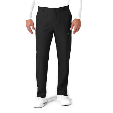 WonderWink Men's Flat Front Cargo Pant, Black, X-L