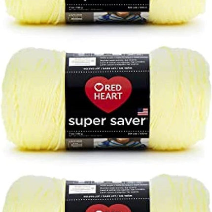 Red Heart Super Saver Pack of 3 - Pale Yellow - 7oz/198g - Acrylic - 4 Medium (Worsted) - 364 Yards - Knitting, Crocheting, Crafts & Amigurumi