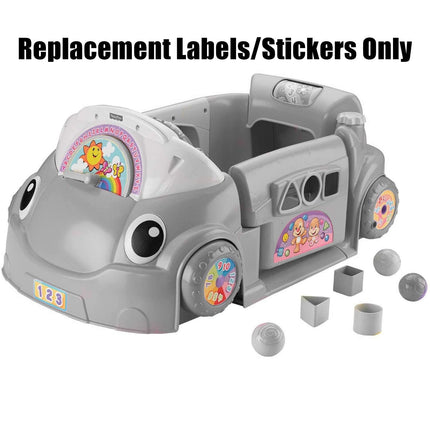 Piezas de repuesto para el coche ríe y aprende - Fisher-Price Coche ríe y aprende para gatear CDC78 y DJD09 ~ Pegatinas de repuesto ~ Los estilos pueden variar de la foto