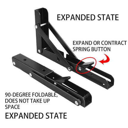 Black Folding Shelf Brackets Max. Load 220 lb, Heavy Duty DIY Wall Mounted Shelf Bracket Space Saving for Table Work Bench (20 INCH-2PCS)