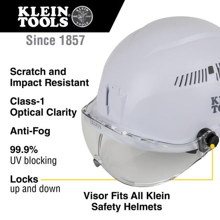 Klein Tools 80167 Arborist Safety Helmet Set, Lightweight Vented Class C Type 2 Helmet with Clear Visor and Earmuffs, 3-Piece