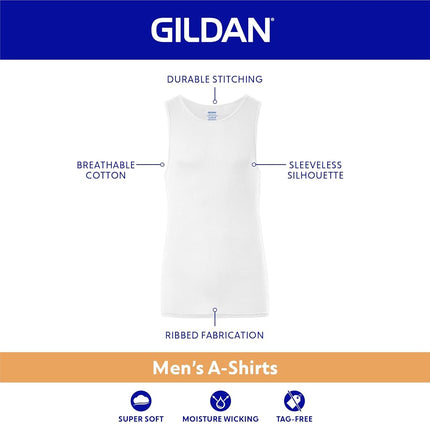 Gildan Men's A-Shirt Tanks, Multipack, Style G1104 Underwear, Black (6 Pack), XL (Pack of 6)