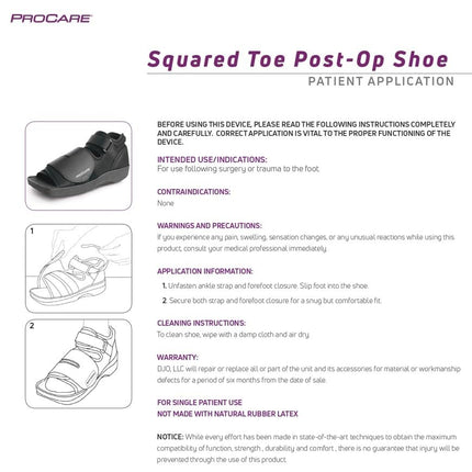 ProCare Squared Toe Post-Op Shoe, Small (Shoe Size: Men's 5.5-7 / Women's 6.5-8)