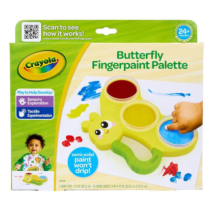 Crayola Butterfly Fingerpaint Pallette (3ct), Washable & Spillproof Fingerpaint for Toddlers, Less Mess Paint, Toddler Gift, Ages 2+