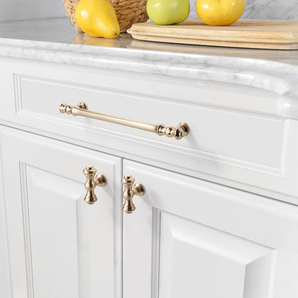Asidrama 6 Pack 9 Inch(228mm) Brushed Brass Kitchen Cabinet Handles, Pulls Hardware for Cupboard Drawer Handles Dresser 9'' Hole Center