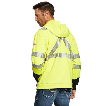 Ariat 100279124XLR Sweat à capuche zippé haute visibilité FR pour homme, jaune haute visibilité, 4XLR