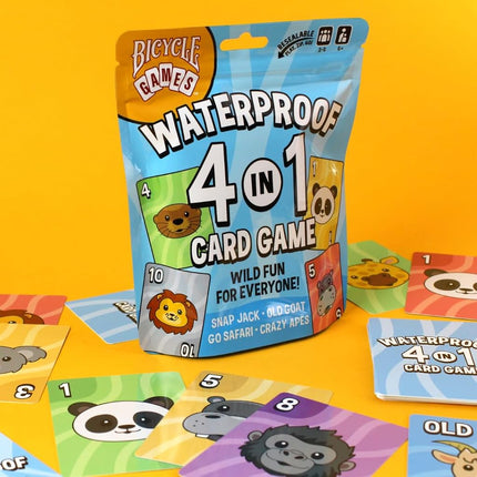 Bicycle Waterproof 4-in-1 Card Games Set Plastic Deck Family Travel Pack | 4 games in 1 Ages 6 and up