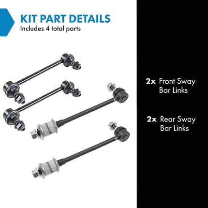 4 Piece Kit Stabilizer Sway Bar End Link Front Rear LH RH for Pathfinder QX4