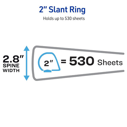 Avery Durable View 3 Ring Binder, 2 Inch Slant Rings, 530-Sheet Capacity, DuraHinge, 2.8 Inch Wide Spine, Customizable Clear Cover and Spine, 1 Black Binder (17031)