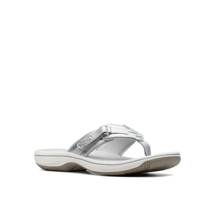 Clarks Women's 26126502 Flip-Flop, New Silver Synthetic, 7.5 UK