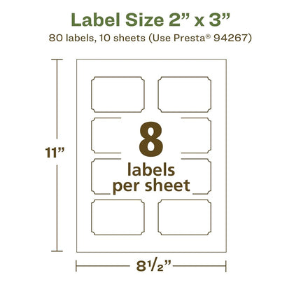 Avery EcoFriendly Matte White Recycled Rectangle Scalloped Labels, 2" x 3", Print-to-The-Edge, Matte White Labels, Permanent Adhesive, Laser/Inkjet Printable, 80 Total