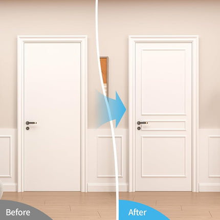 Art3d Peel and Stick Door & Wall Moulding Kit, Self-Adhesive Paintable Wainscoting Panels for Wall Decor, 1 Set-3 Frames, Top 88x56 CM & Miidle 15x56 CM & Bottom 51x56 CM