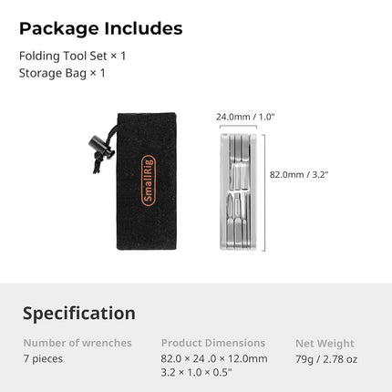 SMALLRIG Folding Tool Set with Screwdrivers and Wrenches, Tool Set with Seven Functional Tools Included - 2213