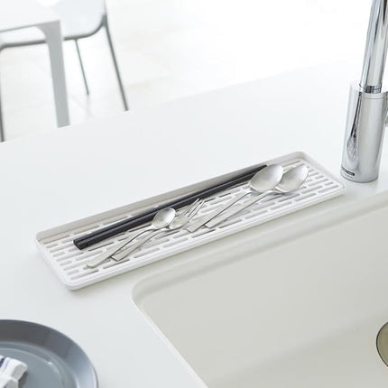 Yamazaki Home Sink Glass Plastic | Drainer Tray, One Size, White