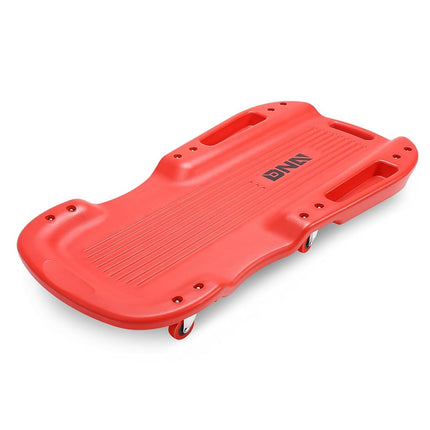 DNA MOTORING 38 Inches Low Profile Plastic Rolling Garage Shop Floor Creeper with Side Pockets & 6pcs Casters, Red, TOOLS-00390