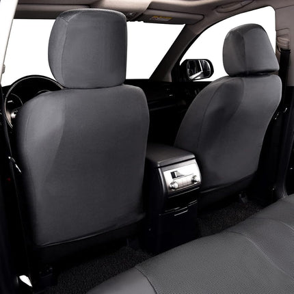 Flying Banner car seat Covers Full Set Faux Leather Air Mesh Breathable Man Lady Airbag Compatible Rear Bench Split 40/60 50/50 60/40 Truck Pick Up (Full Set - Low Back, Gray Gray)