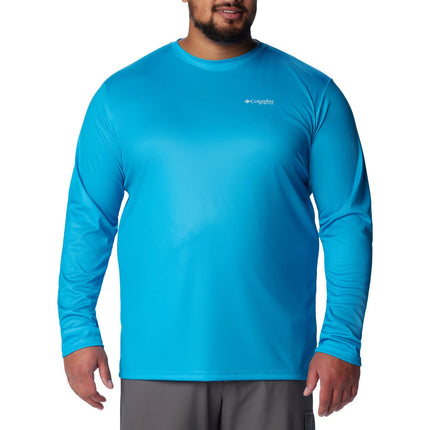 Columbia Men's Terminal Tackle PFG Fish Flag Long Sleeve T-Shirt, Ocean Blue/Coll Navy Offshore Slam, X-Small