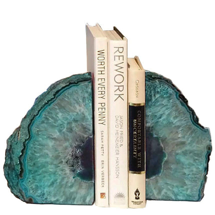 AMOYSTONE Decorative Bookends Agate Polished Art B