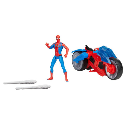 Spider-Man Marvel Web Blast Cycle Toy Set with 10-cm Action Figure and 2 Web Projectiles