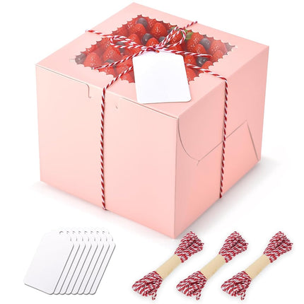 DOYIDE 20Pcs Mini Cake Boxes with Window, 15.5x15.
