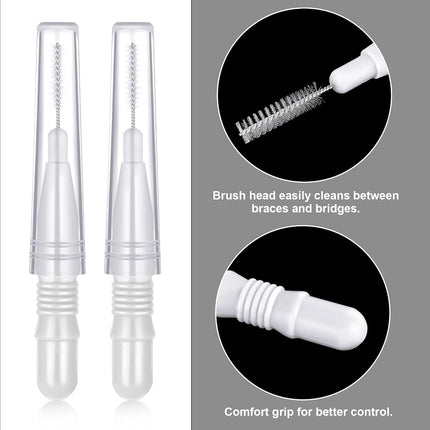 BBTO 100 Pièces Brosses interdentaires pour appareils dentaires, brossettes de nettoyage interdentaire, cure-dents, têtes de brosse à dents, cure-dents buccaux, outils de nettoyage (blanc)