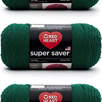 Red Heart Super Saver Pack of 3 - Paddy Green - 7oz/198g - Acrylic - 4 Medium (Worsted) - 364 Yards - Knitting, Crocheting, Crafts & Amigurumi